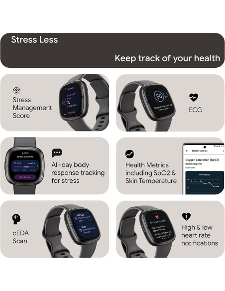 Fitbit Sense 2 Reloj Inteligente Salud y Fitness Gris