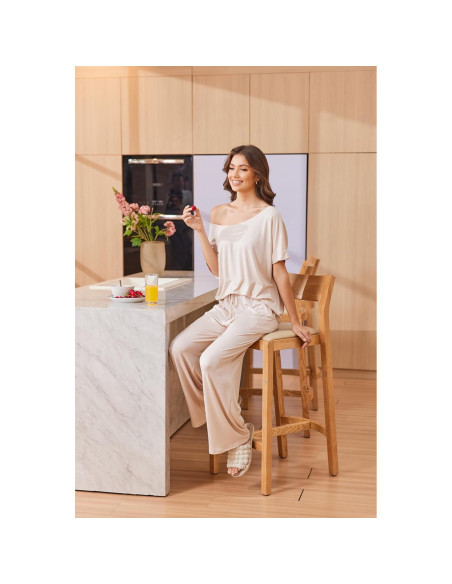 Conjunto de Lounge para Mujeres Cnlinkco Caqui 2 Piezas