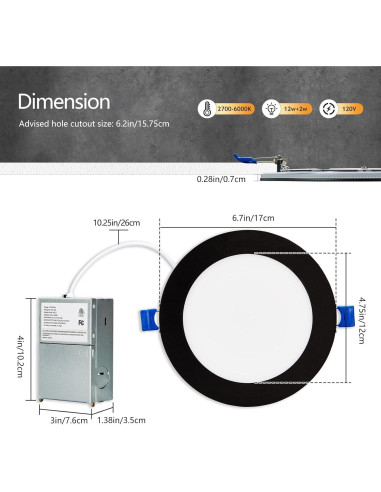 Iluminación empotrada inteligente CycevSun 6" RGB 2700-6000K