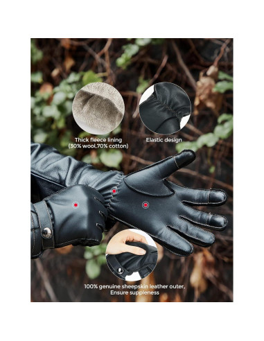 Guantes de Cuero KEMIMOTO Invierno Táctiles para Hombres y Mujeres