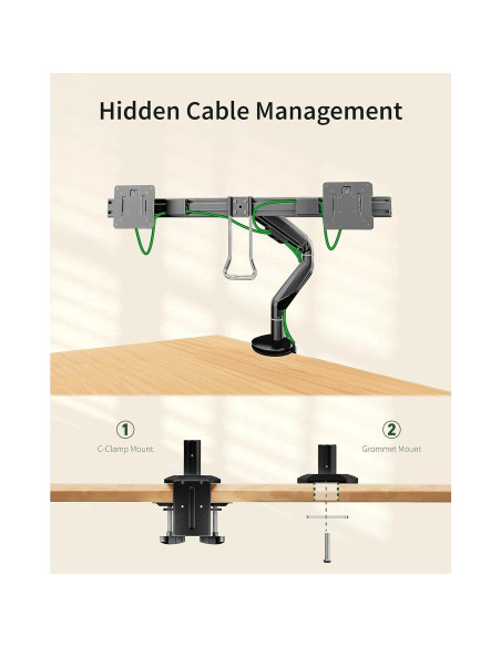 Soporte Doble para Monitor Ergounion 34" Ajustable Negro