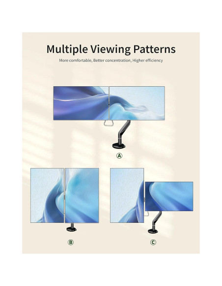 Soporte Doble para Monitor Ergounion 34" Ajustable Negro