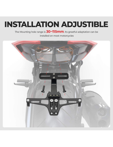 Soporte de Placa KEMIMOTO Aspire Ajuste Universal Negro