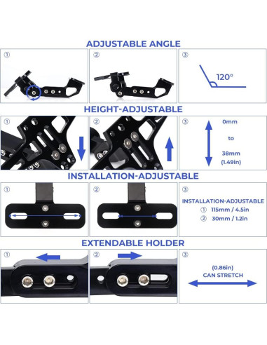 Soporte de Placa KEMIMOTO Aspire Ajuste Universal Negro