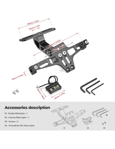 Soporte de Placa KEMIMOTO Aspire Ajuste Universal Negro