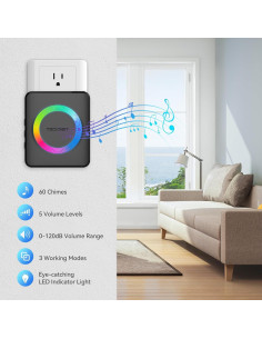 Timbre Inalámbrico TECKNET WA878 IP65 120dB 60 Tonos 2