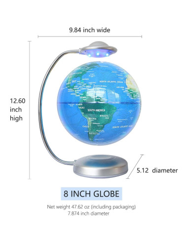 Globo Flotante RNUIE 20 cm LED Rotación 3D Mapa del Mundo