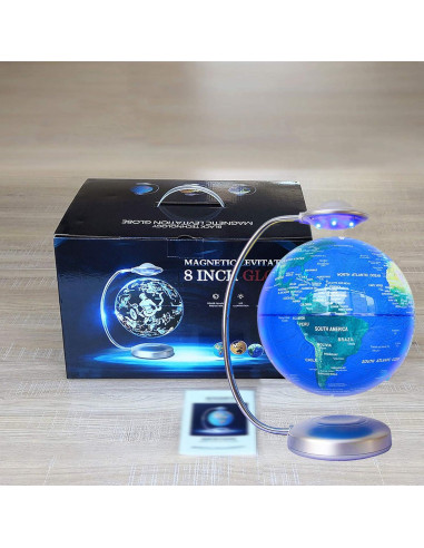 Globo Flotante RNUIE 20 cm LED Rotación 3D Mapa del Mundo