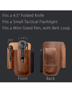 Funda de Cuero Diodrio para Cuchillo EDC Castaño 11.43 cm 2