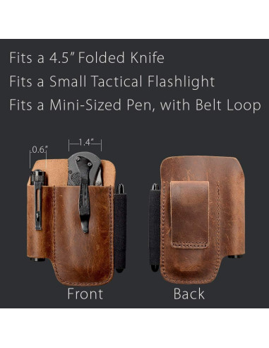 Funda de Cuero Diodrio para Cuchillo EDC Castaño 11.43 cm