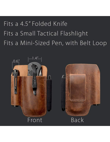Funda de Cuero Diodrio para Cuchillo EDC Castaño 11.43 cm