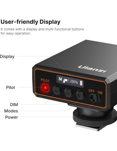 Flash Ulanzi LM20 Speedlite GN12 CCT 5600K para cámaras