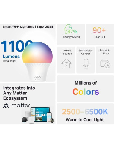 Bombillas Inteligentes Tapo TP-Link L535E 1100 Lúmenes RGBW