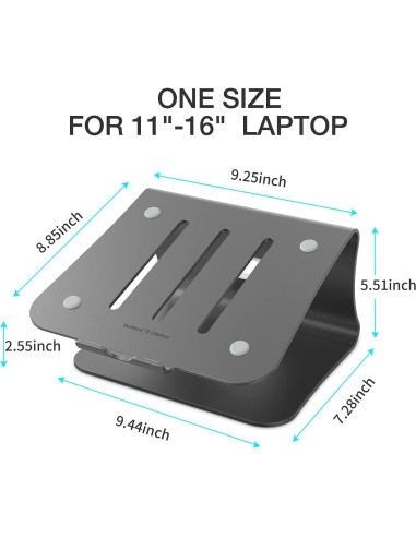 Soporte para Laptop de Aluminio Bestand Gris 24x22.5cm