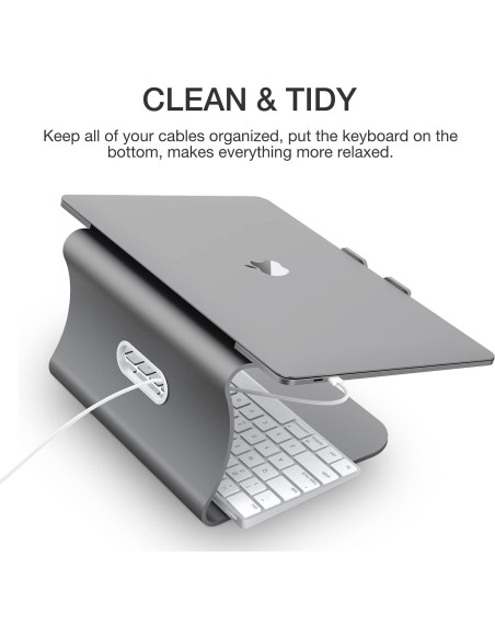 Soporte para Laptop de Aluminio Bestand Gris 24x22.5cm