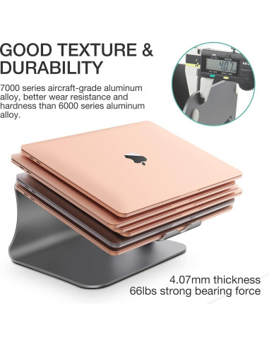 Soporte para Laptop de Aluminio Bestand Gris 24x22.5cm