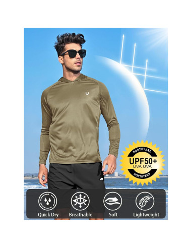 Sudadera con Capucha NORTHYARD UPF 50+ Verde Caqui XL