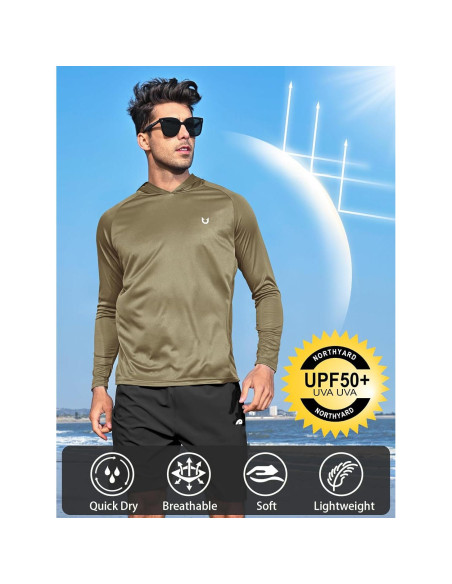 Sudadera con Capucha NORTHYARD UPF 50+ Verde Caqui XL