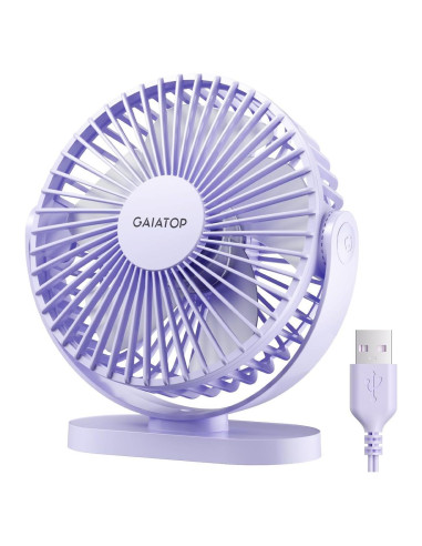 Gaiatop Ventilador de Escritorio USB 13.97 cm 3 Velocidades Morado