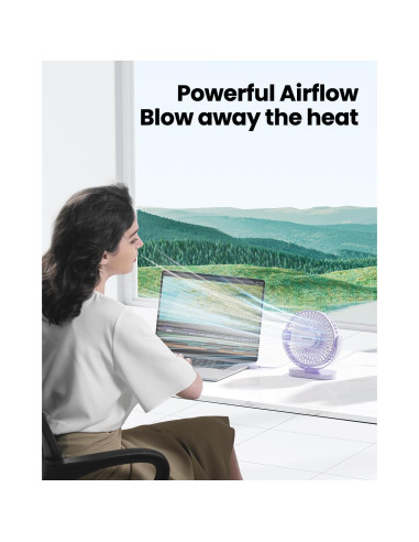 Gaiatop Ventilador de Escritorio USB 13.97 cm 3 Velocidades Morado