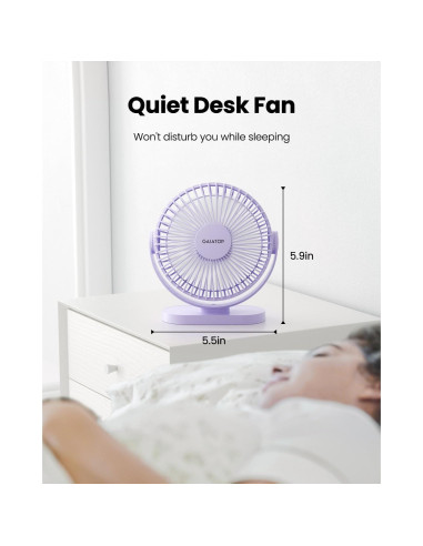 Gaiatop Ventilador de Escritorio USB 13.97 cm 3 Velocidades Morado