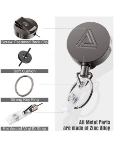 Combo 2 Sujetadores Insignias Retráctiles Azrra Negro Mate 2