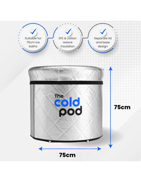 Tapa de Baño de Hielo The Cold Pod 88L Aislante Plateada