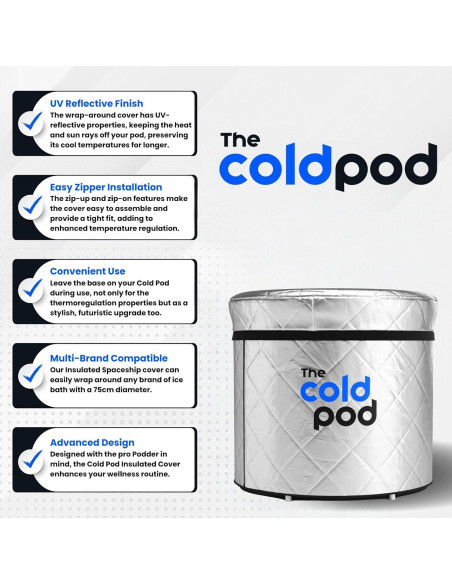 Tapa de Baño de Hielo The Cold Pod 88L Aislante Plateada