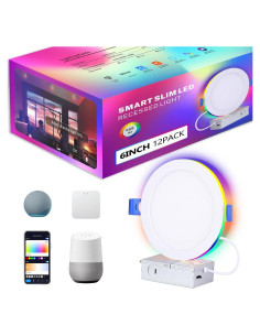 Paquete de 12 luces empotradas inteligentes CycevSun 6" RGB