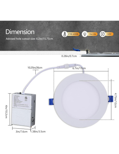 Paquete de 12 luces empotradas inteligentes CycevSun 6" RGB