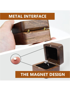 Caja de Anillo Cuadrada WisePoint de Madera y Esponja Roja 2
