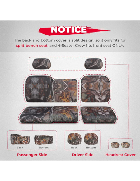 Funda de Asiento KEMIMOTO Camo para Polaris Ranger 60/40