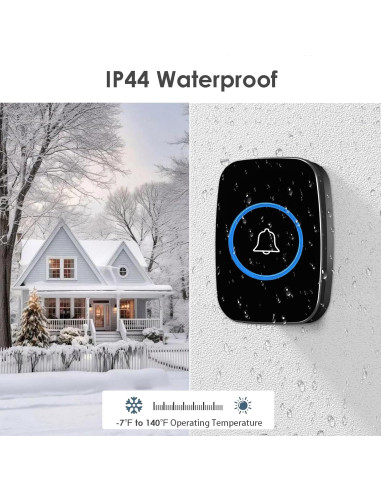 Timbre Inalámbrico FullHouse IP44 2 Botones 4 Receptores