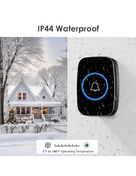 Timbre Inalámbrico FullHouse IP44 2 Botones 4 Receptores