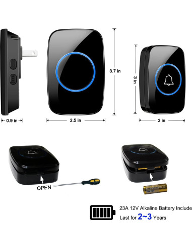 Timbre Inalámbrico FullHouse IP44 2 Botones 4 Receptores