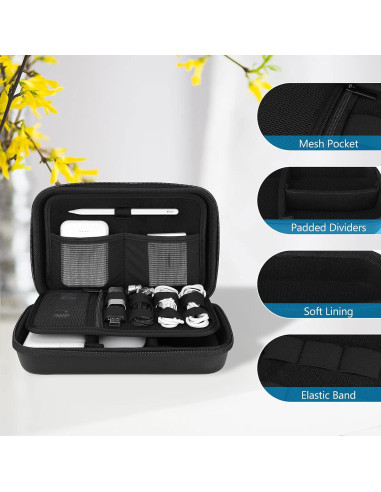 ProCase Funda Dura Organizador Electrónico Grande Negro