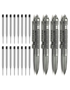 Conjunto 4 Bolígrafos Tácticos Origin-Joy Acero Tungsteno Gris