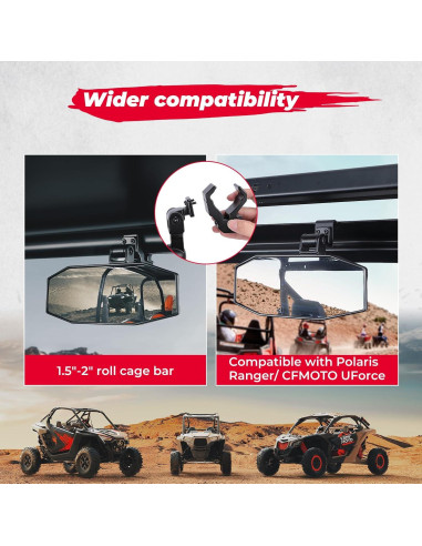 Espejo Retrovisor KEMIMOTO UTV Ajustable 25.4x9.5cm