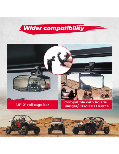 Espejo Retrovisor KEMIMOTO UTV Ajustable 25.4x9.5cm