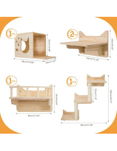 Juego de estantes para gatos MIUZMORE 9 piezas madera pino 2