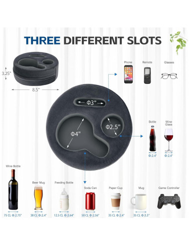 Cojín Soporte para Bebidas G GOOD GAIN Gris 21.5x8.3 cm