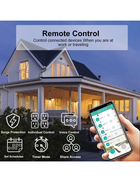 Tablero de Protección Inteligente ZigBee XENON 4 Salidas 2 USB