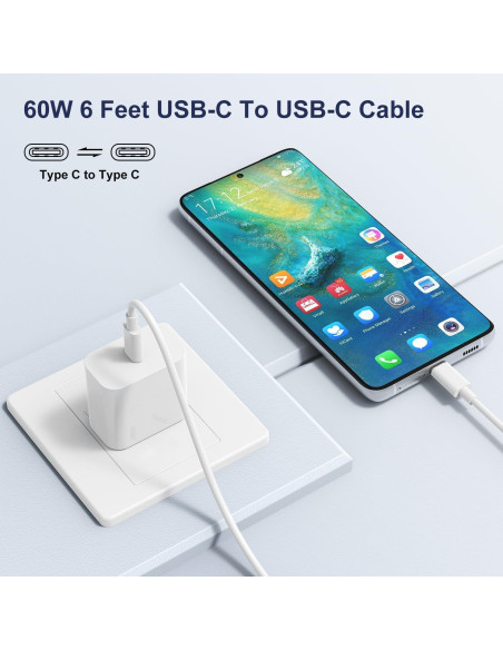 Cable USB C a USB C 60W 1.83m Hefaao Carga Rápida