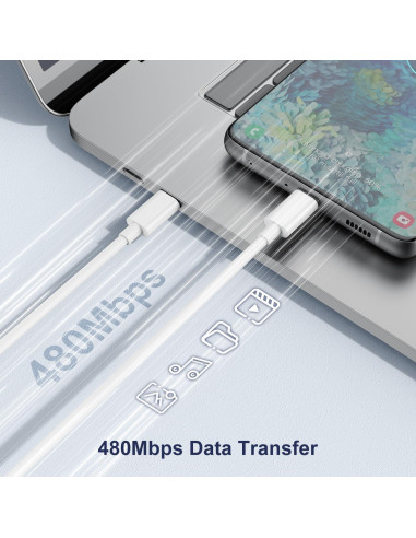 Cable USB C a USB C 60W 1.83m Hefaao Carga Rápida