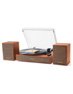 Reproductor de Vinilo TANLANIN TE-2028BR Madera 3 Velocidades