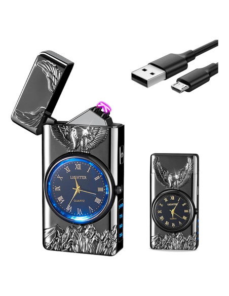 Encendedor Eléctrico GADATOP Águila Negro - Plasma a Prueba de Viento