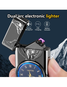 Encendedor Eléctrico GADATOP Águila Negro - Plasma a Prueba de Viento 2