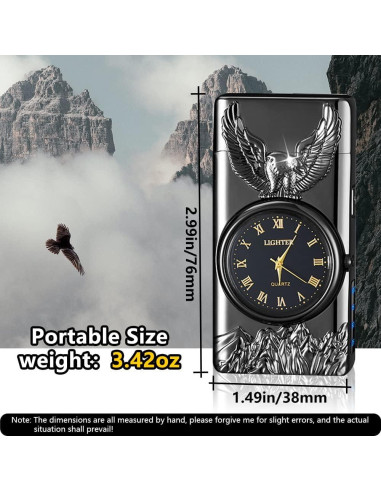 Encendedor Eléctrico GADATOP Águila Negro - Plasma a Prueba de Viento