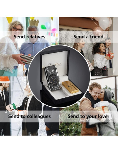 Encendedor Eléctrico GADATOP Águila Negro - Plasma a Prueba de Viento