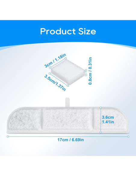 Paquete de 12 Filtros para Fuente de Agua Gatos Downy Paws